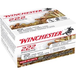 Winchester Usa White Box 22 Long Rifle Ammo - 22 Long Rifle 36gr Copper Plated Hollow Point 222/Box