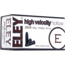 Eley Americas High Velocity Hollow Ammo 22 Long Rifle 38gr Lead Hollow Point - 22 Long Rifle 38gr High Velocity Lead Hp 500/Brick