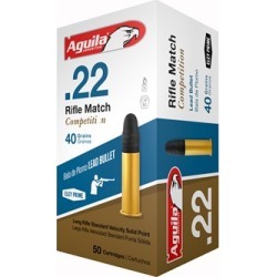 Aguila Rifle Match Competition Ammo 22 Long Rifle 40gr Lead Round Nose - 22 Long Rifle 40gr Lead Round Nose 500/Box