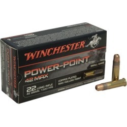 Winchester 42 Max 22 Long Rifle Ammo - 22 Long Rifle 42gr Power Point Plated Hollow Point 50/Box