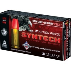 Federal Syntech Action Pistol 9mm Luger Ammo - 9mm Luger 150gr Tsj 500/Case