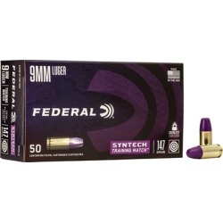 Federal Syntech Training Match 9mm Ammo - 9mm Luger 147gr Total Synthetic Jacket 50/Box