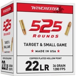 Winchester Usa White Box 22 Long Rifle Ammo - 22 Long Rifle 36gr Copper Plated Hollow Point 525/Box