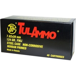 Tulammo Usa Steel Case Ammo 7.62x39mm 124gr Fmj - 7.62x39mm 124gr Full Metal Jacket 40/Box