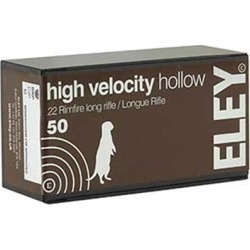 Eley Americas High Velocity Hollow Ammo 22 Long Rifle 38gr Lead Hollow Point - 22 Long Rifle 38gr High Velocity Lead Hollow Point 50/Box