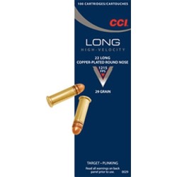 Cci Long High Velocity Ammo 22 Long 29gr Cprn - 22 Long Rifle 29gr Copper Plated Round Nose 100/Box