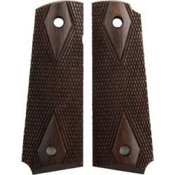 Herretts 1911 Replica Walnut Grips - 1911 Dark Stain Double Diamond Replica Grips