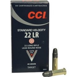 Cci Standard Velocity Ammo 22 Long Rifle 40gr Lead Round Nose - 22 Long Rifle Standard Velocity 40gr Lead Round Nose 50/Bx