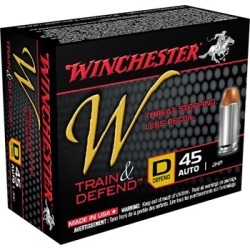 Winchester W Train & Defend Defend 45 Auto Ammo - 45 Auto 230gr Jacketed Hollow Point 20/Box