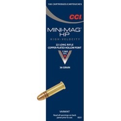 Cci Mini-Mag Hp Ammo 22 Long Rifle 36gr Cphp - 22 Long Rifle 36gr Copper Plated Hollow Point 100/Box