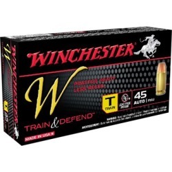 Winchester W Train & Defend Train 45 Auto Ammo - 45 Auto 230gr Reduced Lead Full Metal Jacket 50/Box