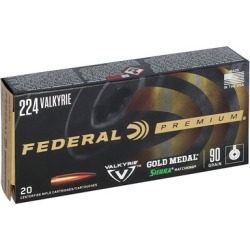 Federal Gold Medal Sierra Matchking Ammo 224 Valkyrie 90gr Hpbt - 224 Valkyrie 90gr Hollow Point Boat Tail 20/Box