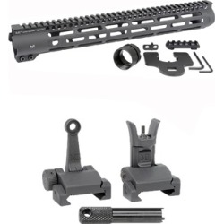 Midwest Industries Ar-15 Slim Line Handguards W/ Flip-Up Combat Sights - 15