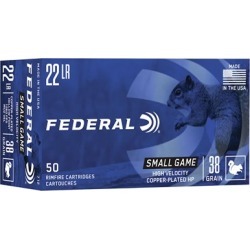 Federal Game-Shok Ammo 22 Long Rifle 38gr Copper Plated Hollow Point - 22 Long Rifle 38gr Copper Plated Hollow Point 50/Box