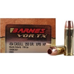 Barnes Vor-Tx Hunting Handgun 454 Casull Ammo - 454 Casull 250gr Xpb Hollow Point 20/Box