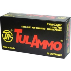 Tulammo Usa Steel Case Ammo 9mm Luger 115gr Fmj - 9mm Luger 115gr Full Metal Jacket 50/Box