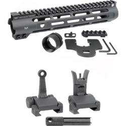 Midwest Industries Ar-15 Slim Line Handguards W/ Flip-Up Combat Sights - 10.5