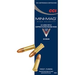 Cci Mini-Mag Ammo 22 Long Rifle 40gr Cprn - 22 Long Rifle 40gr Copper Plated Round Nose 100/Box