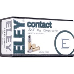 Eley Americas Contact Ammo 22 Long Rifle 42gr Subsonic Lead Round Nose - 22 Long Rifle 42gr Subsonic Lead Round Nose 500/Brick