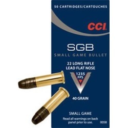 Cci Small Game Bullet Ammo 22 Long Rifle 40gr Lead Flat Nose - 22 Long Rifle 40gr Lead Flat Nose 50/Box