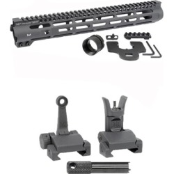 Midwest Industries Ar-15 Slim Line Handguards W/ Flip-Up Combat Sights - 14