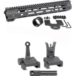 Midwest Industries Ar-15 Slim Line Handguards W/ Flip-Up Combat Sights - 12.625