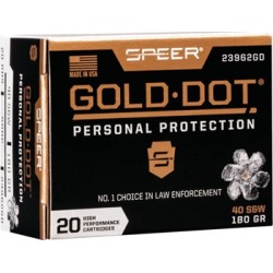 Speer Gold Dot Personal Protection 40 S&W Ammo - 40 S&W 180gr Gold Dot Hollow Point 20/Box