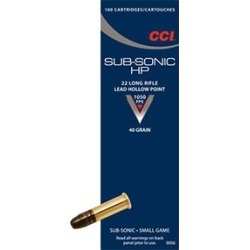 Cci Sub-Sonic Hp Ammo 22 Long Rifle 40gr Lead Hollow Point - 22 Long Rifle 40gr Lead Hollow Point 100/Box