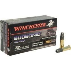 Winchester 42 Max 22 Long Rifle Ammo - 22 Long Rifle 42gr Subsonic Max Hollow Point 50/Box