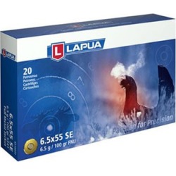 Lapua Sport Shooting Ammo 6.5x55mm Swedish Mauser 100gr Fmj - 6.5x55mm Swedish Mauser 100gr Full Metal Jacket 20/Box