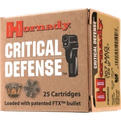 Hornady Critical Defense Handgun Ammo, .380 ACP, 90-gr, FTX, 25 Rounds