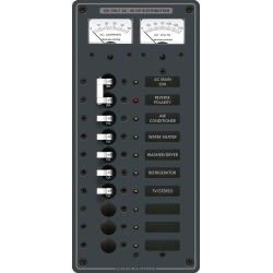 Blue Sea Systems Panel, AC Main + 8 Positions, Micro Voltmeter and Ammeter