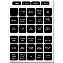 Blue Sea 4216 Square Format DC Panel Label Set, 60 labels