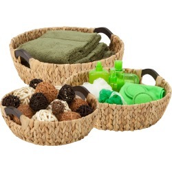 Honey Can Do 3-Piece Round Wood Storage Baskets, Natural
