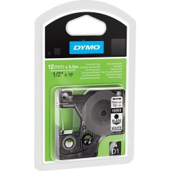 Newell D1 (12mm) Permanent Polyester Tape (Black on White)