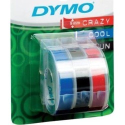 Newell 3D (9mm) Embossing Tape Assorted Colours (Blue, Black, Red) Blister Pack of 3 Rolls for Dymo Cool Clicks, Junior and Omega Label Printers