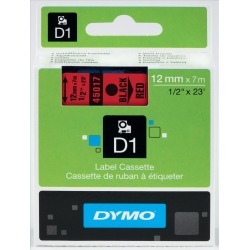 Dymo D1 (12mm) Gloss Tape (Black on Red)