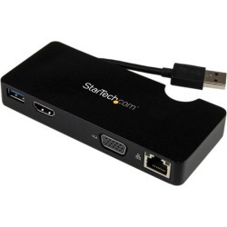 StarTech.com Universal USB 3.0 Laptop Mini Docking Station with HDMI or VGA, Gigabit Ethernet, USB 3.0