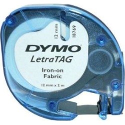 Newell LetraTAG (12mm) Iron-On Fabric Tape (Black on White)