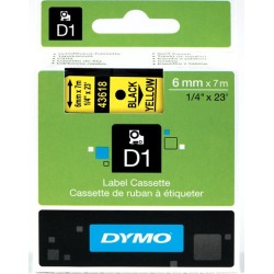 Dymo D1 (6mm) Gloss Tape (Black on Yellow) for Dymo 1000/2000/3500/4500/5000/5500