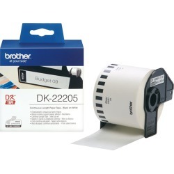 Brother DK Labels DK-22205 (62mm x 30.48m) Continuous Paper Labelling Tape (Black On White) 1 Roll