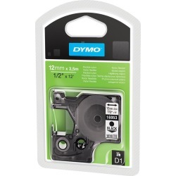 Dymo D1 (12mm) Flexible Nylon Tape (Black on White)