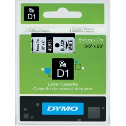 Dymo D1 (9mm) Gloss Tape (Black on White)