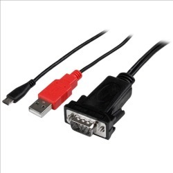 StarTech.com Micro USB to RS232 DB9 Serial Adaptor Cable for Android with USB Charging - M/M