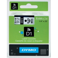 Newell D1 (6mm) Permanent Plastic Tape (Black on White) for Dymo Pocket Label Printers