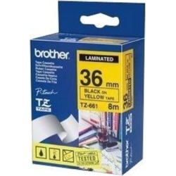 Brother P-touch TZe-661 (36mm x 8m) Black On Yellow Laminated Labelling Tape