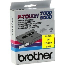 Brother P-touch TX-621 (9mm x 15m) Black On Yellow Gloss Laminated Labelling Tape