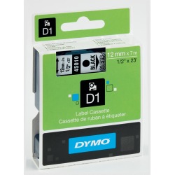 Newell D1 (12mm) Permanent Plastic Tape (Black on Transparent) for Dymo Pocket Label Printers
