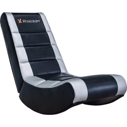 X Rocker Video High Back Faux Leather Floor Rocker (Silver/Black Upholstery)