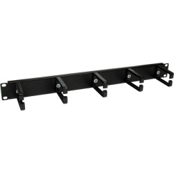 1U 19" Cable Management Bar - Black, 5 Ring